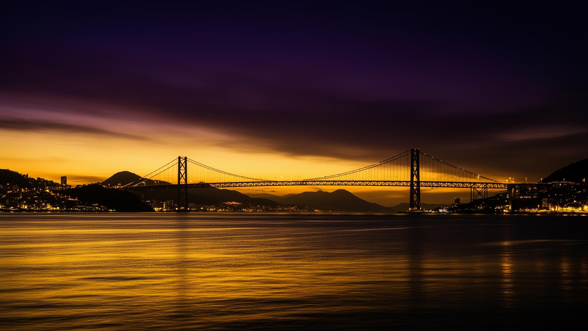 Ponte Hercílio Luz ao entardecer